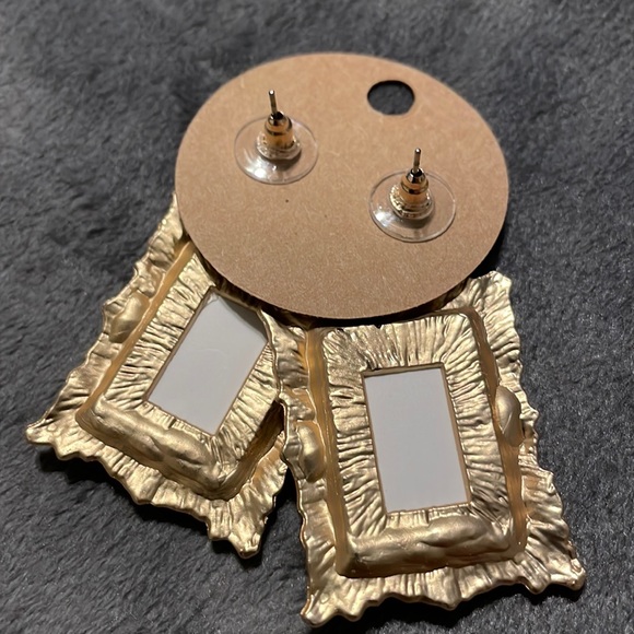 Starry Night Van Gogh Gold Framed Pierced Earrings Absolute Gorgeous! - Picture 5 of 8